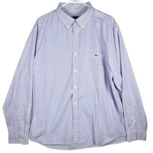 Vineyard Vines Button Down Shirt Mens XL Purple Striped Long Sleeve Cotton Blend